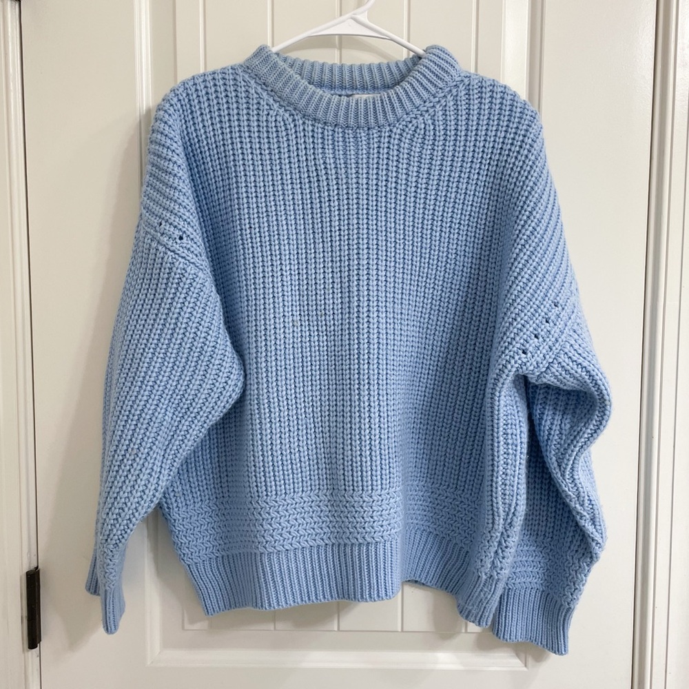 VEBBIS MOD Light Blue Chunky Knit Sweater (Wool Blend)
